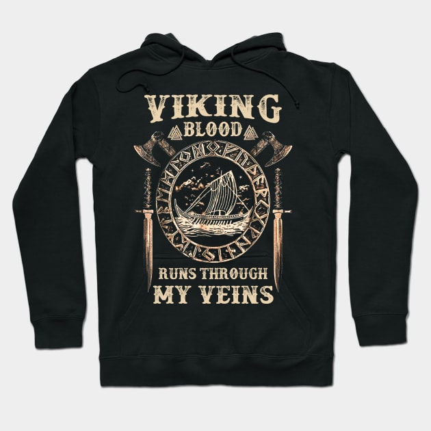 Vikings T-Shirt Viking Blood Valknut Valhalla Warrior Shirt Norse Mythology Hoodie by Windytee